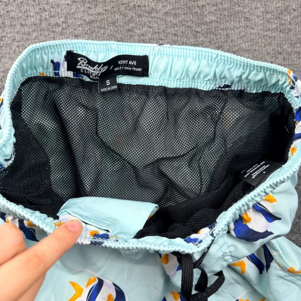 Brooklyn‎ Cloth Kent Ave Volley Swim Trunks Mens Small Light Blue Tropical Fish